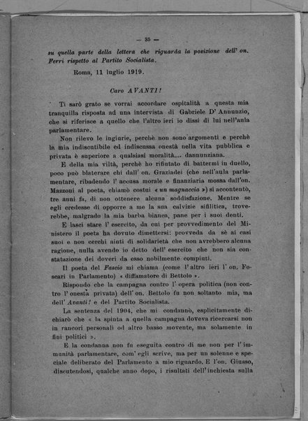 Le colpe della guerra. Discorso parlamentare pronunziato nella tornata del 9 luglio 1919. Con polemica dannunziana